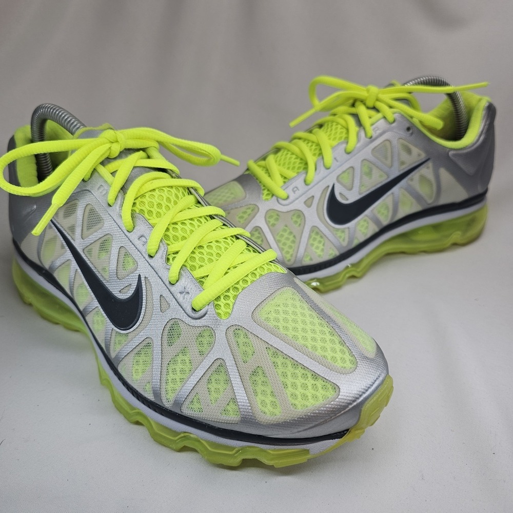Nike Air Max 2011 Men's 8.5 Silver Volt Running Shoes Sneakers 429889-015 EUC